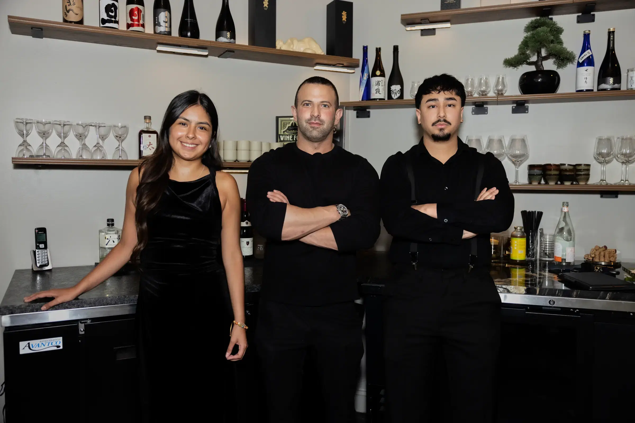 Katei front-of-house team at the bar